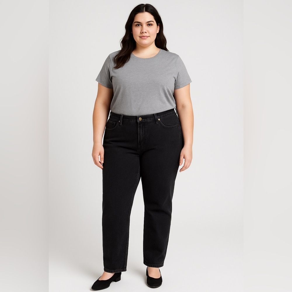 Vintage Wrangler Blues 100%Cotton Black Jeans 16 x 32 USA High Rise Straight Leg